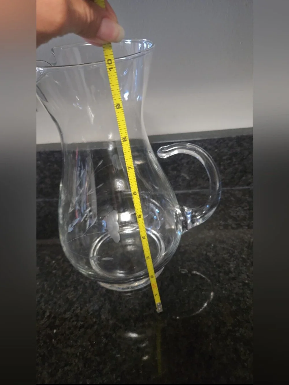 Princess House Clear Glass Floral-Etched Pitcher